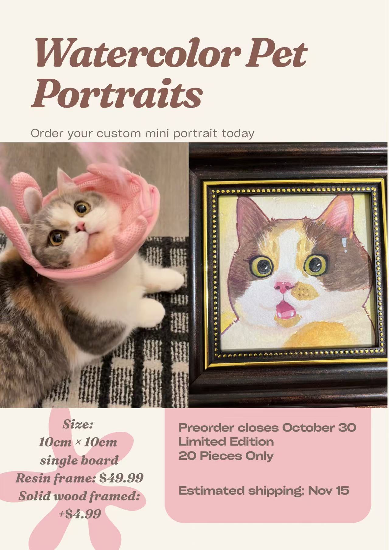 Custom Pet Portrait – Handcrafted Watercolor Art