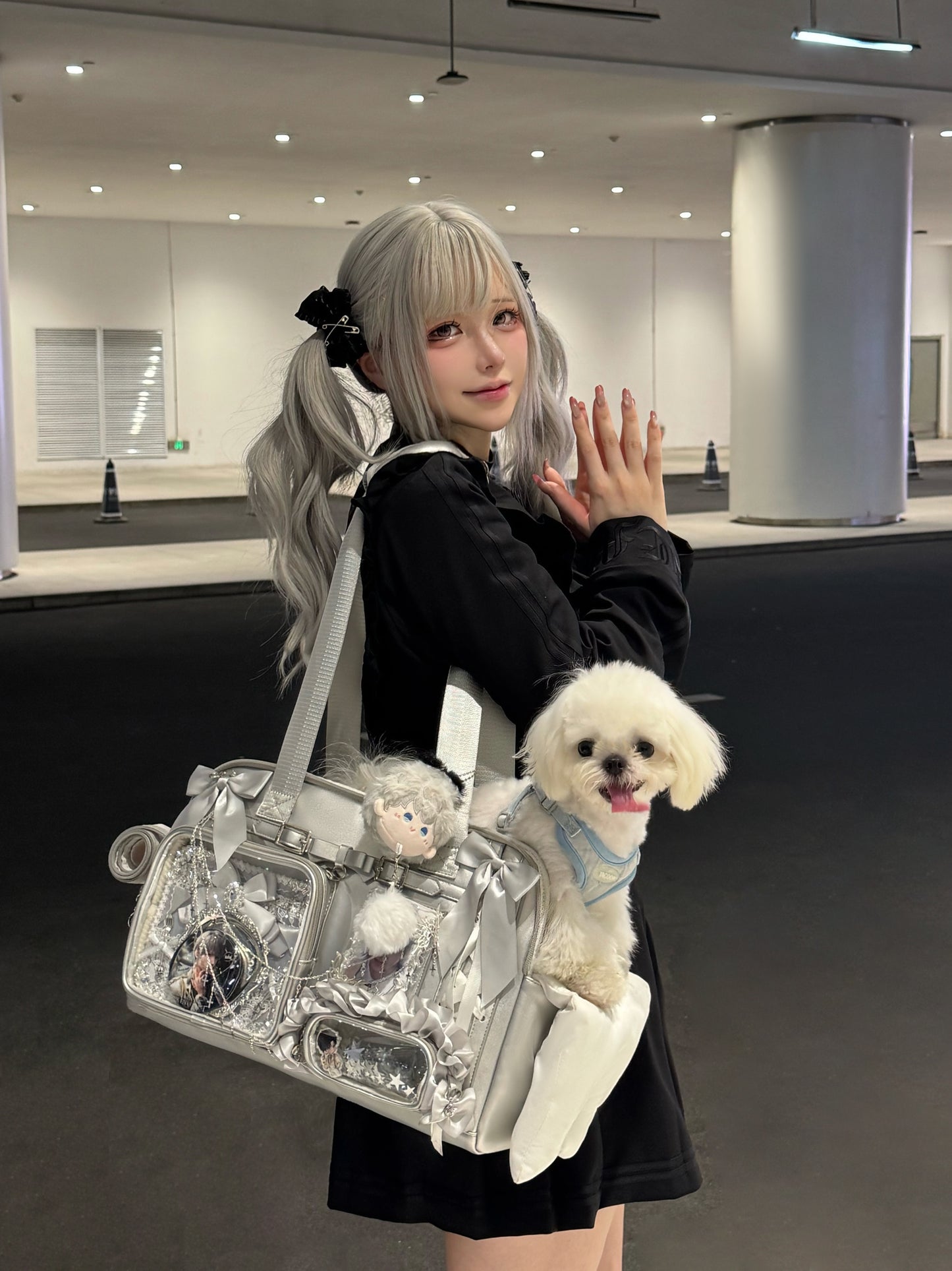 Pet Travel Tote Ita Bag – Silver (Pre-Order)